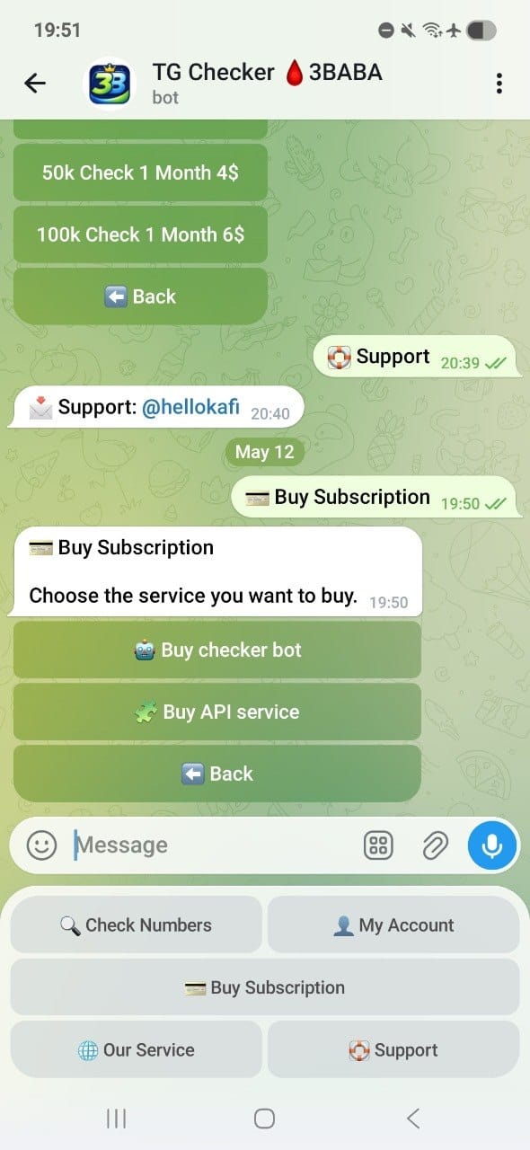 Telegram Number Checker Bot Interface